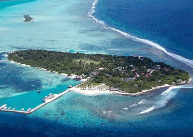 Aerial photo of resort island