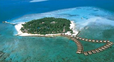 Aerial photo of resort island