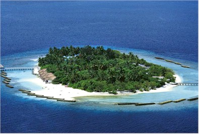 Aerial photo of resort island