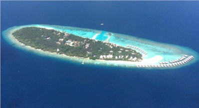 Aerial photo of resort island