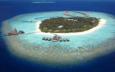 Aerial photo of resort island