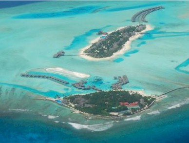 Aerial photo of resort island