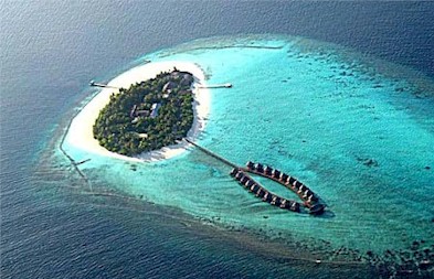 Aerial photo of resort island