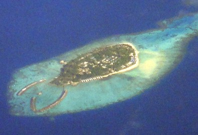 Aerial photo of resort island