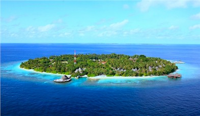 Aerial photo of resort island