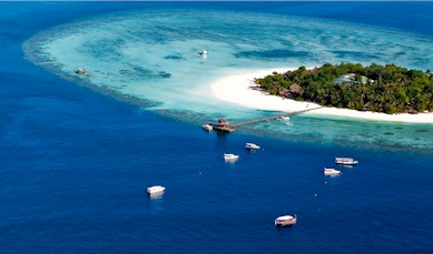 Aerial photo of resort island