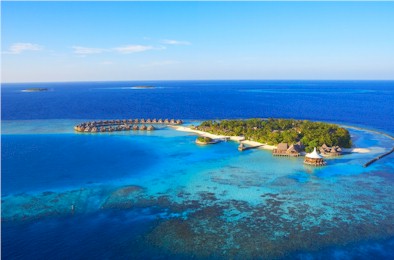 Aerial photo of resort island