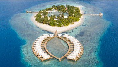 Aerial photo of resort island