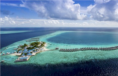 Aerial photo of resort island
