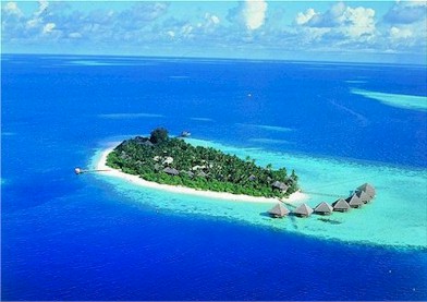 Aerial photo of resort island