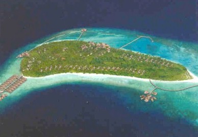 Aerial photo of resort island