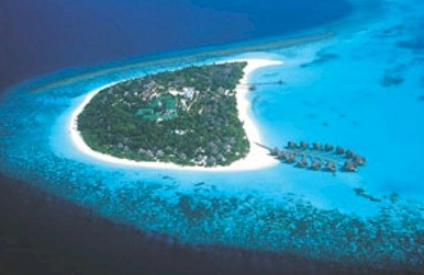 Aerial photo of resort island