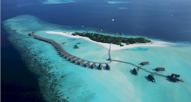 Aerial photo of resort island