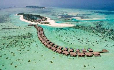 Aerial photo of resort island