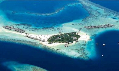 Aerial photo of resort island