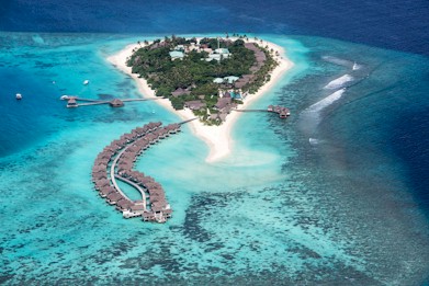 Aerial photo of resort island