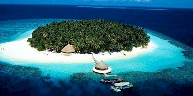 Aerial photo of resort island