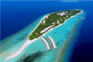 Aerial photo of resort island