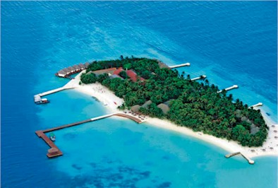 Aerial photo of resort island