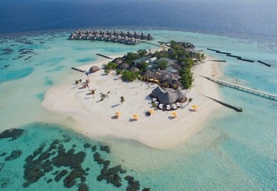 Aerial photo of resort island