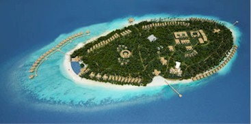 Aerial photo of resort island