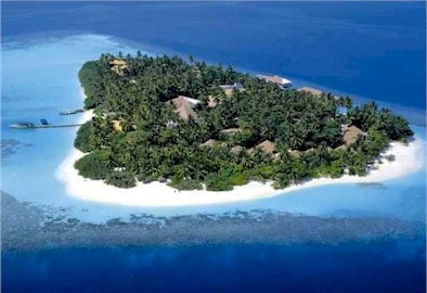 Aerial photo of resort island