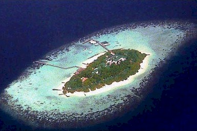 Aerial photo of resort island