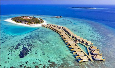 Aerial photo of resort island