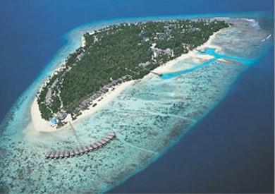 Aerial photo of resort island