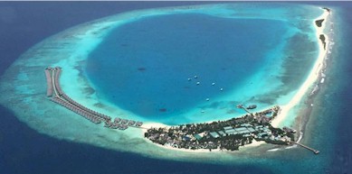 Aerial photo of resort island