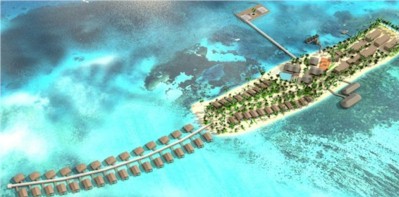Aerial photo of resort island