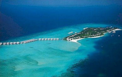 Aerial photo of resort island