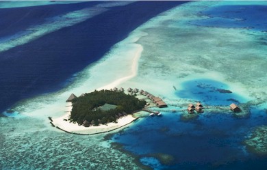 Aerial photo of resort island