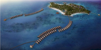 Aerial photo of resort island