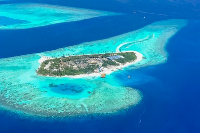Aerial photo of resort island
