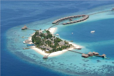 Aerial photo of resort island