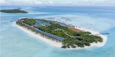 Aerial photo of resort island
