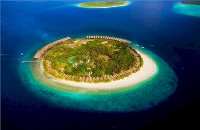 Aerial photo of resort island