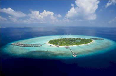 Aerial photo of resort island