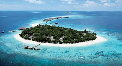 Aerial photo of resort island