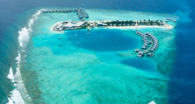 Aerial photo of resort island