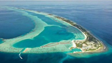 Aerial photo of resort island