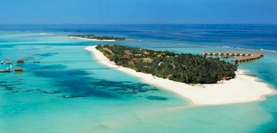 Aerial photo of resort island