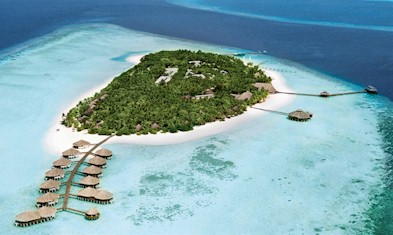 Aerial photo of resort island