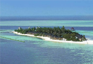 Aerial photo of resort island