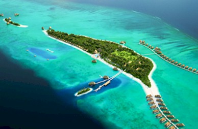 Aerial photo of resort island