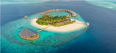 Aerial photo of resort island