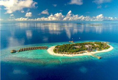 Aerial photo of resort island