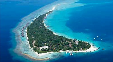 Aerial photo of resort island