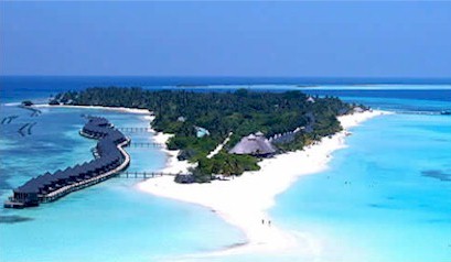 Aerial photo of resort island